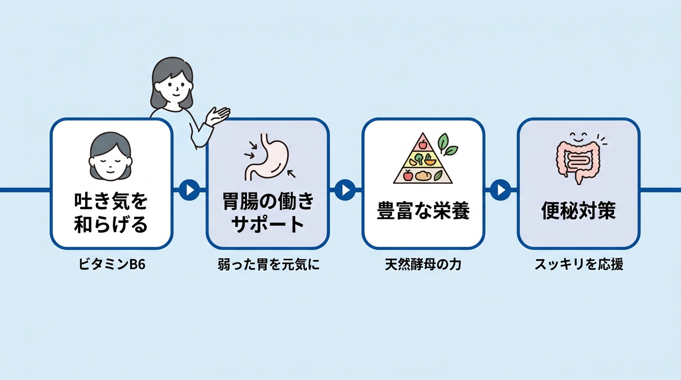つわりにおけるエビオス錠の効果と成分