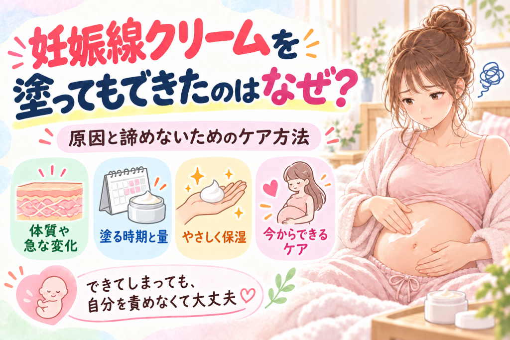 妊娠線クリームを塗ってもできたのはなぜ？原因と諦めないためのケア方法